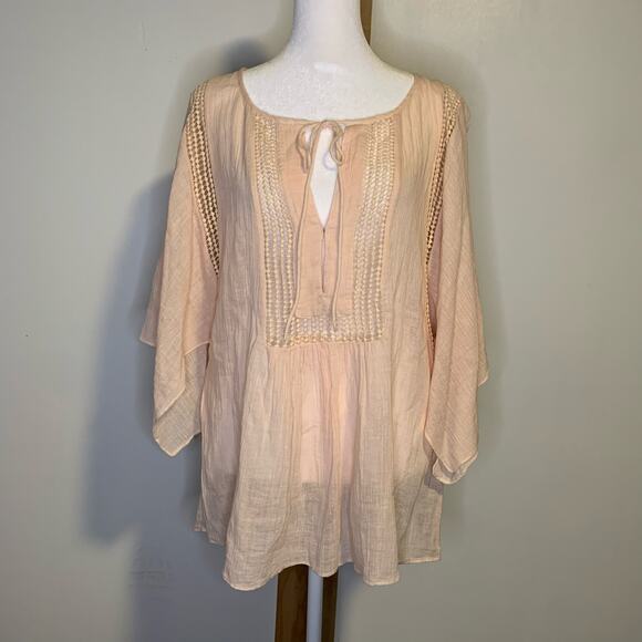 Calypso St. Barth light pink peasant top size S - Picture 2 of 9